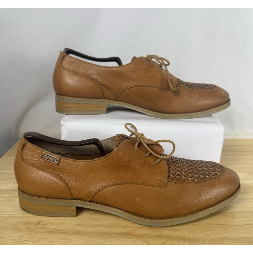 Pikolinos Men’s 42 Cognac Leather Suede Lace Up Oxford Shoes Brown Classic
